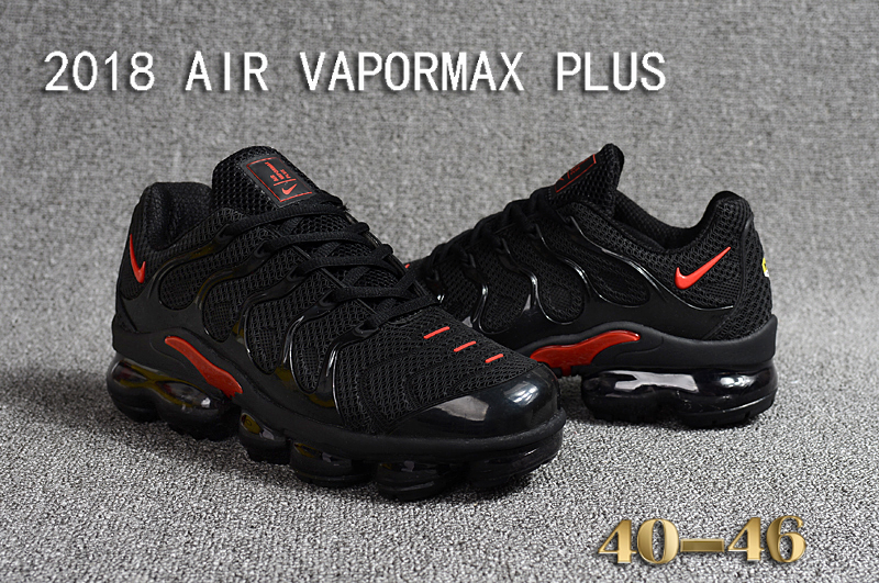 Men Nike 2018 Air VaporMax Plus Black Red Shoes